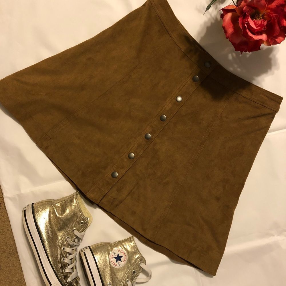 Abercrombie & Fitch Tan like Suede Button down Skirt